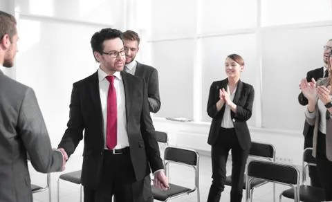 Handshake after the completion of a new project plan Stock Photos