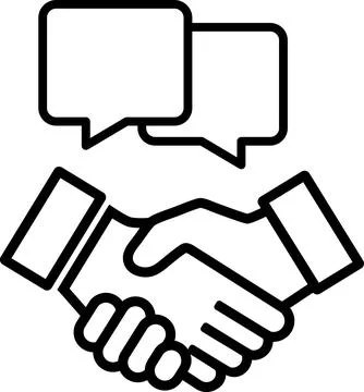 Handshake and comment icon as a concept of business agreement, arrangemen a.. Illustrazione stock