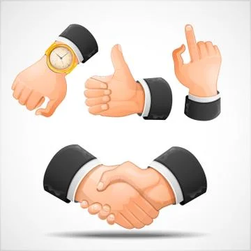 Handshake and hand gestures Stock Illustration