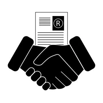 Handshake and paper document. Stock Illustration