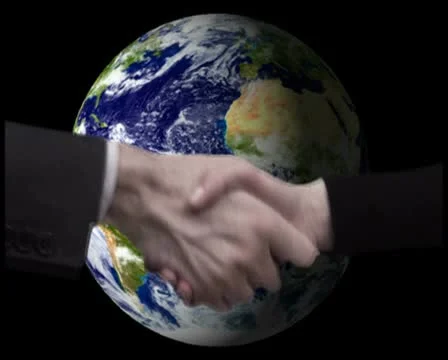 Handshake and planet earth V2 - PAL Stock Footage 10755128
