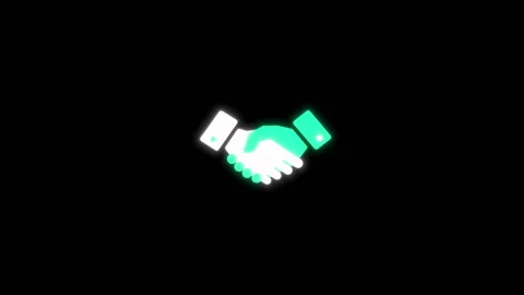 Handshake animated digital vector sign neon green partnership Vídeo Stock 341276695