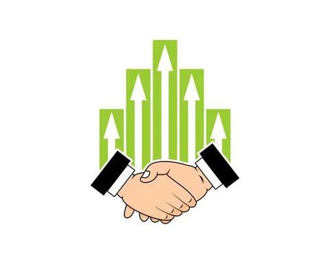 Handshake with arrow up on the top Ilustração Stock