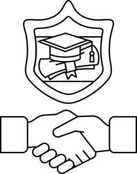 A handshake between two people with a graduation cap Stock Illustration