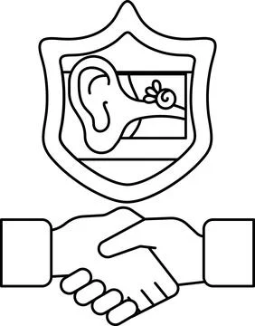 A handshake between two people with a shield behind them Stock Illustration
