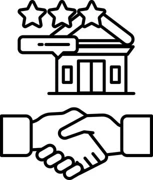 A handshake between two people is shown with a building in the background Ilustración de archivo
