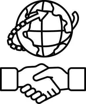 A handshake between two people is shown with a globe in the background Stock Illustration