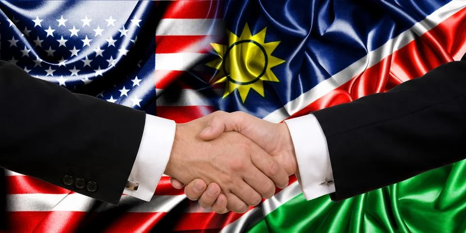 Handshake between the United States and Namibia, international friendship, ba Фото