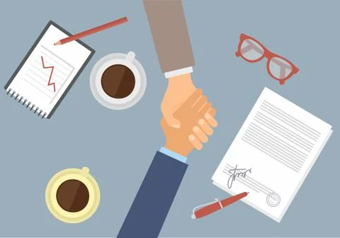 Handshake of businessmen. Flat vector image Stock Illustration