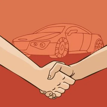 Handshake with car Illustrazione stock