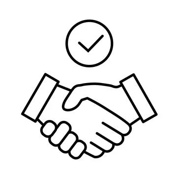 Handshake with check icon. Commitment line symbol Stock Illustration