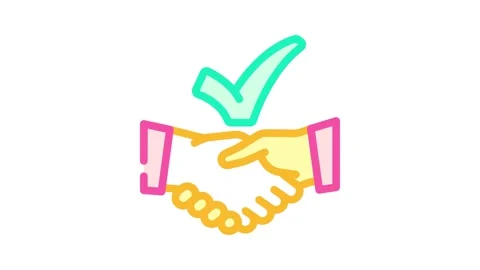 Handshake check mark color icon animation Stock Footage 327266507