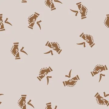 Handshake check mark glyph vector seamless pattern Stock Illustration