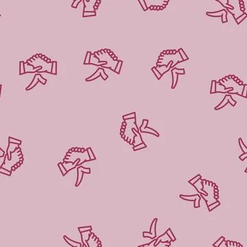 Handshake check mark line vector seamless pattern 스톡 일러스트