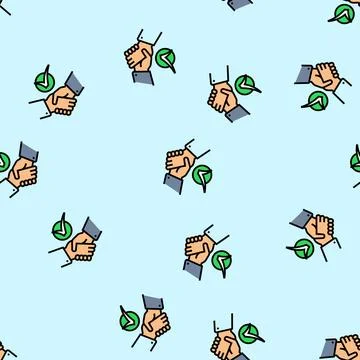 Handshake check mark vector seamless pattern Stock Illustration