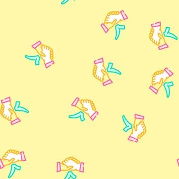 Handshake check mark vector seamless pattern 스톡 일러스트