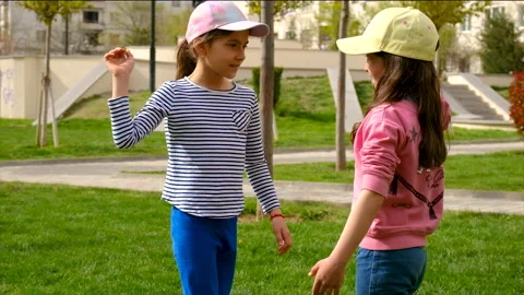 Handshake of children in the park. Selective focus. Stock Footage 219312076