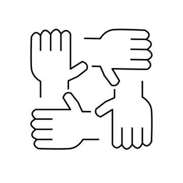 Handshake in circle icon on white background. solidarity outline symbol. Stock Illustration