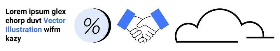 Handshake with Cloud and Percentage Vector - Business and Partnership Theme Illustrazione stock