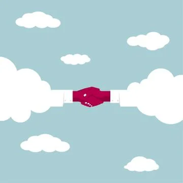 Handshake Concept Design, Cloud and Cloud Cooperation. Stock Illustration