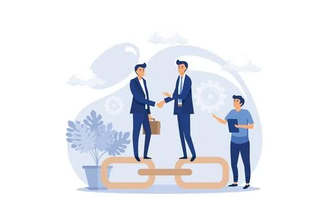 Handshake concept, link as a strong union and cooperation. flat design mode.. Stock Illustration