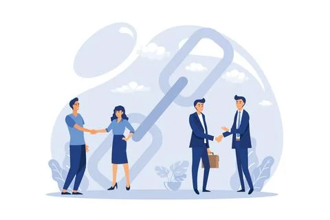 Handshake concept, link as a strong union and cooperation. flat design mode.. Stock Illustration