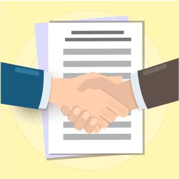 Handshake. Conclusion of the contract. Two hands doing a handshake, business  Stock Illustration