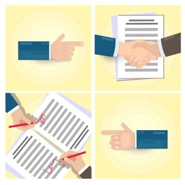 Handshake. Conclusion of the contract. Two hands doing a handshake, business  Stock Illustration