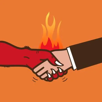 Handshake with the devil. Vector illustration 스톡 일러스트