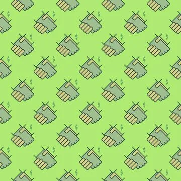 Handshake with Dollar Sign vector Bribery colored seamless pattern Stock Illustration