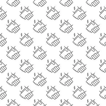 Handshake with Dollar Sign vector Corruption concept line seamless pattern Stock Illustration