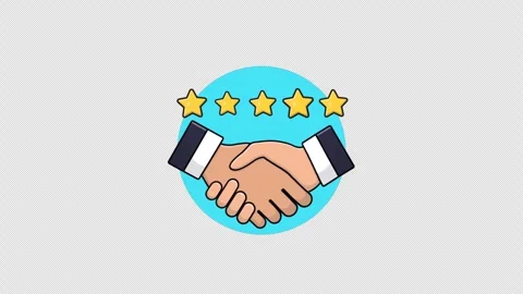 Handshake Five Star Rating. Customer Satisfaction Animation Video - Transparent 스톡 동영상 334883308
