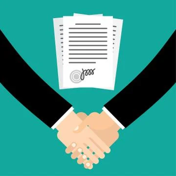 Handshake in flat style Stock Illustration