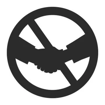 Handshake forbidden black icon. No shake hands sign COVID-19 Stock Illustration