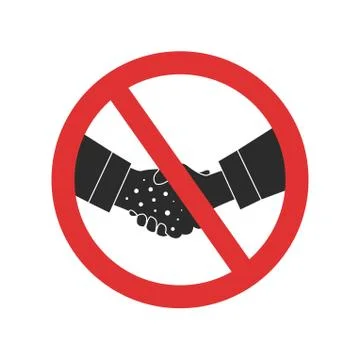 Handshake forbidden vector sign. Shaking hands with infected people is prohib Stock Illustration