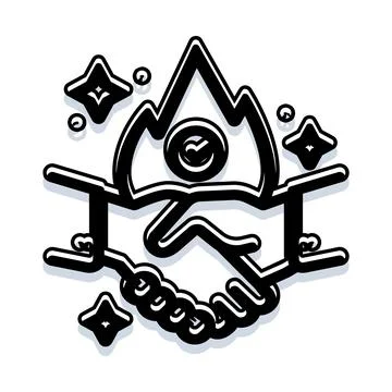 Handshake forming mountain peak with checkmark Stock Illustration