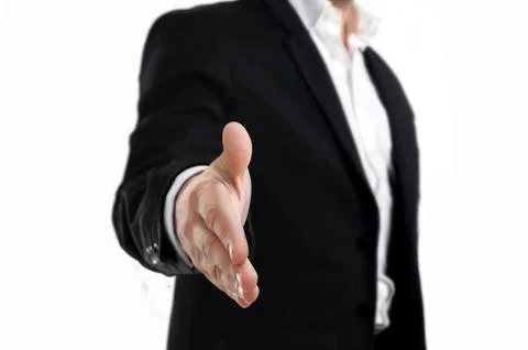 Handshake front view angle isolated on white Stock Photos