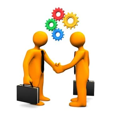 Handshake gears Stock Illustration