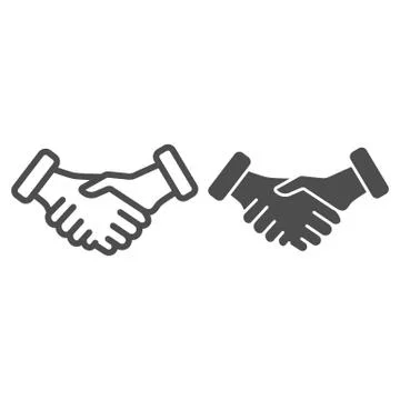 Handshake gesture line and solid icon, gestures concept, Shaking hands sign on Stock Illustration