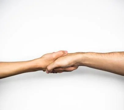 Handshake gesture on white background Stock Photos