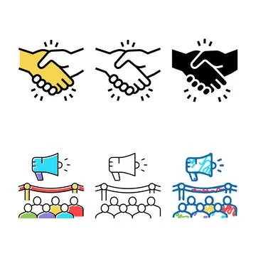 Handshake greeting color icon range vector Stock Illustration