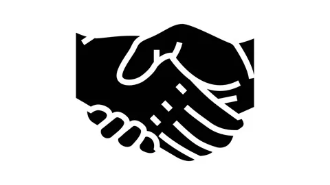 Handshake with hand glyph icon animation Stock Footage 224879196