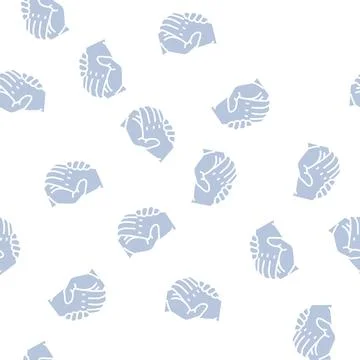 Handshake with hand glyph seamless pattern Stock Illustration