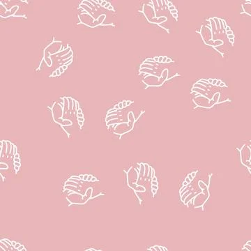 Handshake with hand line seamless pattern Stock Illustration