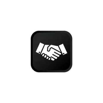 Handshake, hands, partnership icon modern button design black symbol isolated Stock Illustration