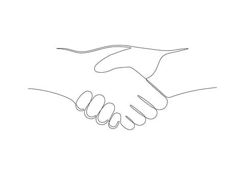Handshake, help of hand, one art line continuous. Hand shake team together. M Stock Illustration