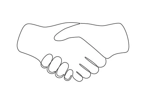 Handshake, help of hand, one art line continuous. Hand shake team together. M Illustrazione stock