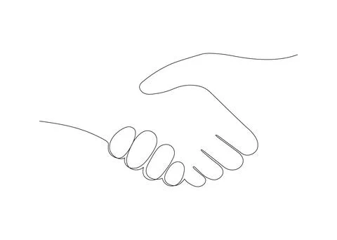 Handshake, help of hand, one art line continuous. Hand shake team together. M Stock Illustration