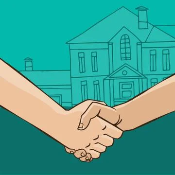 Handshake with house Illustrazione stock