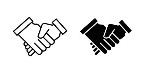 Handshake icon collection in black, Line icons, flat symbols Stock Illustration